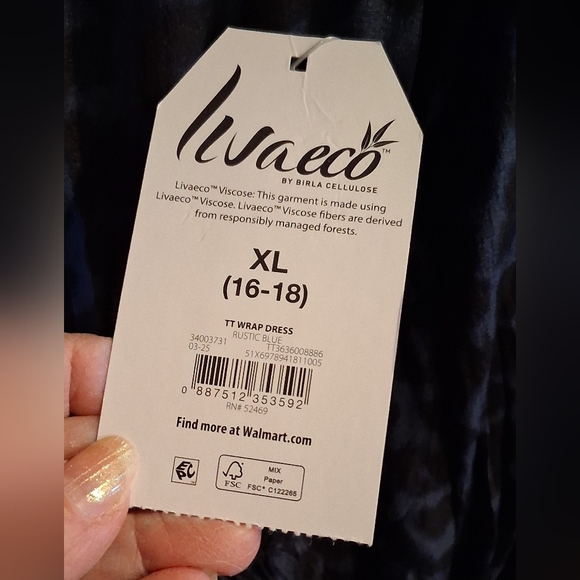 Blue & Black Leopard Print Dress by Time And Tru, Size XL - Picture 5 of 6